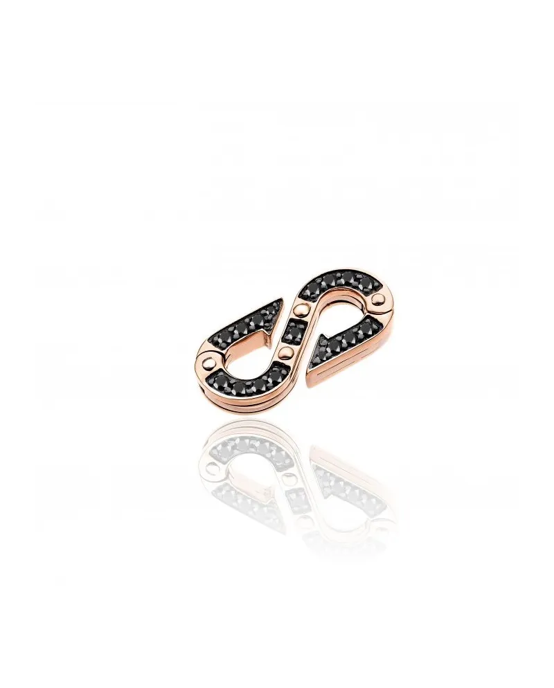 Petit maillon Chimento Typhoon en or rose avec diamants noirs