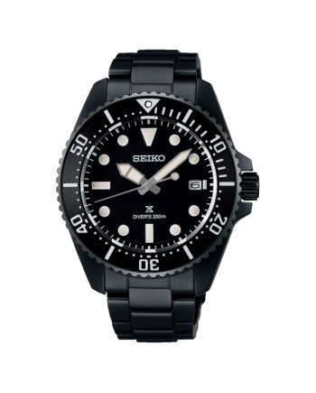 Montre Seiko Prospex Solar Diver 200M avec bracelet en acier noir