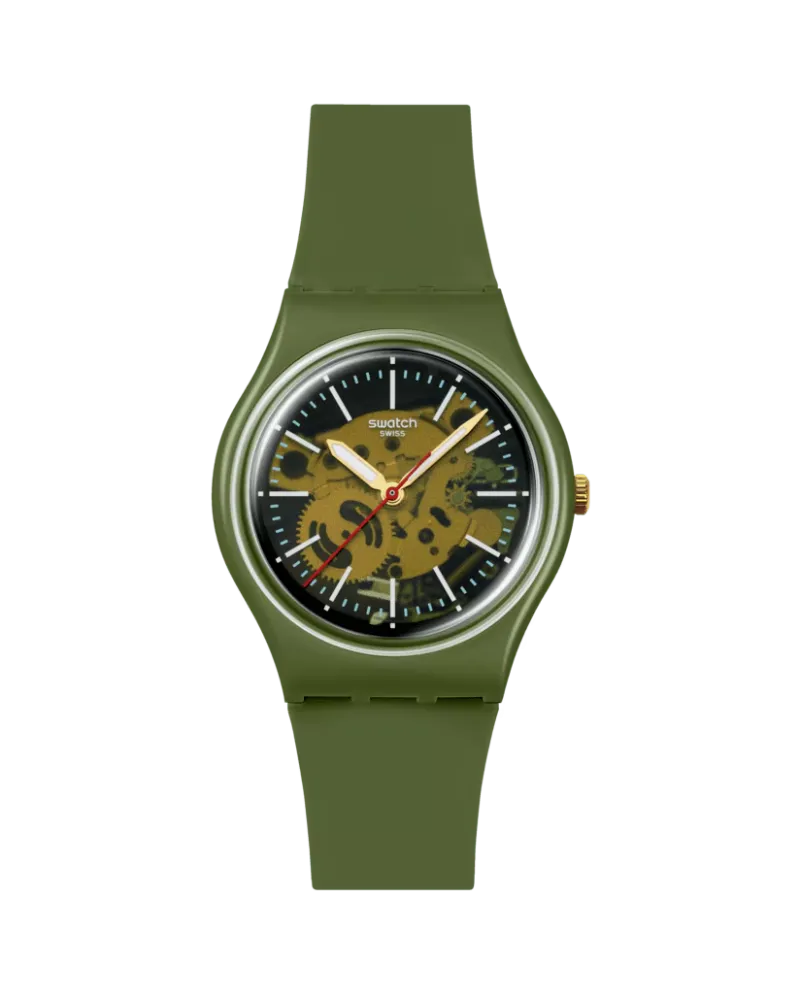 Montre Swatch à travers la verdure Montre Swatch à travers la verdure