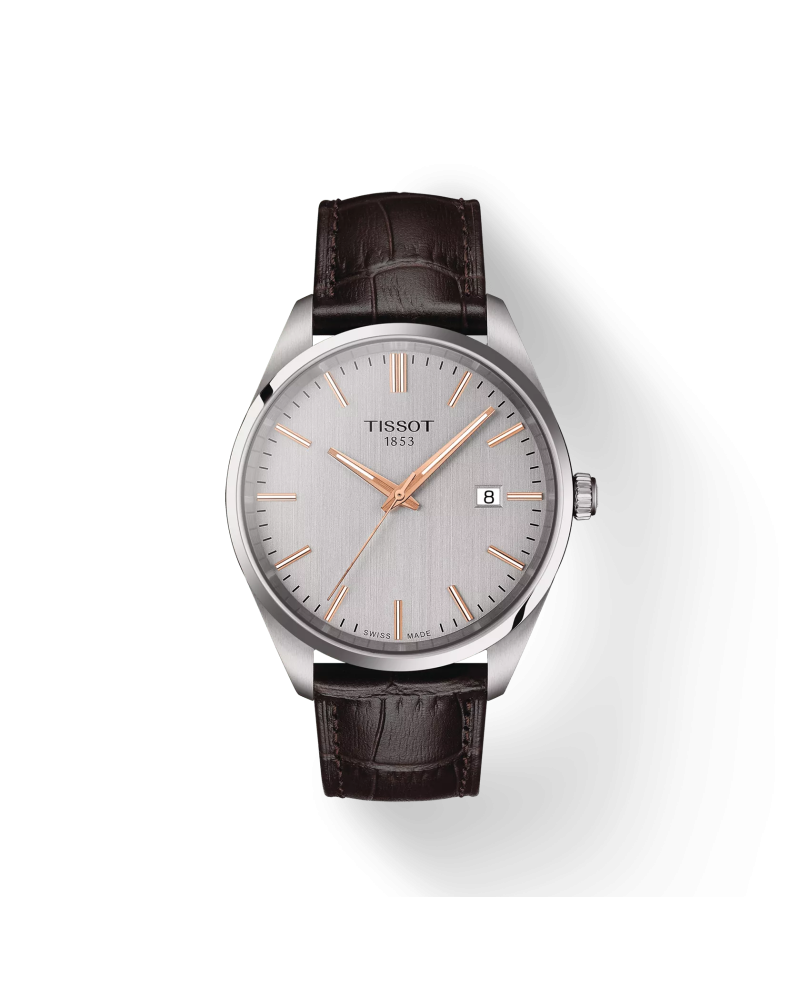 Orologio Tissot PR 100 con Quadrante Argento e Cinturino in Pelle