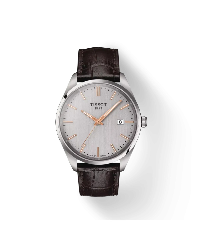 Orologio Tissot PR 100 con Quadrante Argento e Cinturino in Pelle