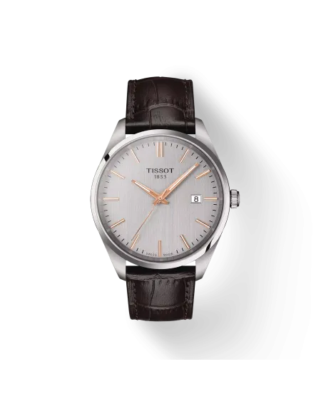 Orologio Tissot PR 100 con Quadrante Argento e Cinturino in Pelle