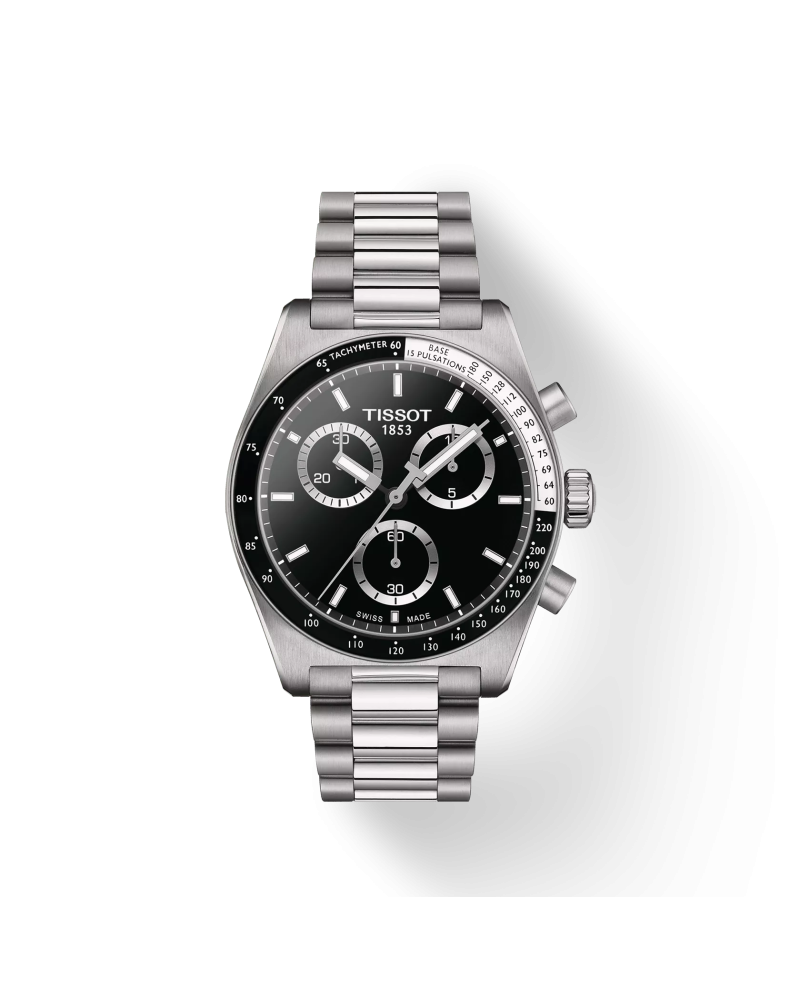 Tissot Chrono PR516 Black Watch with Steel Strap