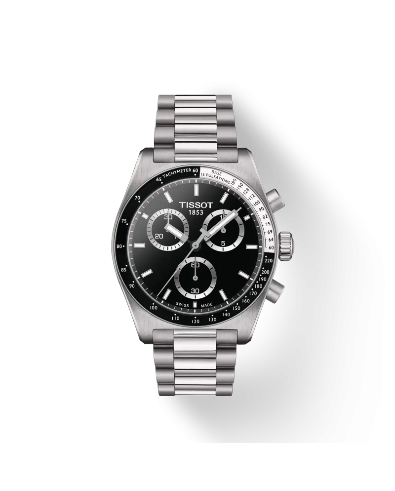 Tissot Chrono PR516 Black Watch with Steel Strap