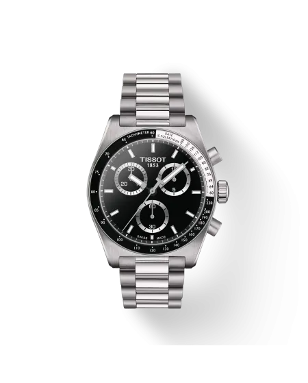 Tissot Chrono PR516 Black Watch with Steel Strap