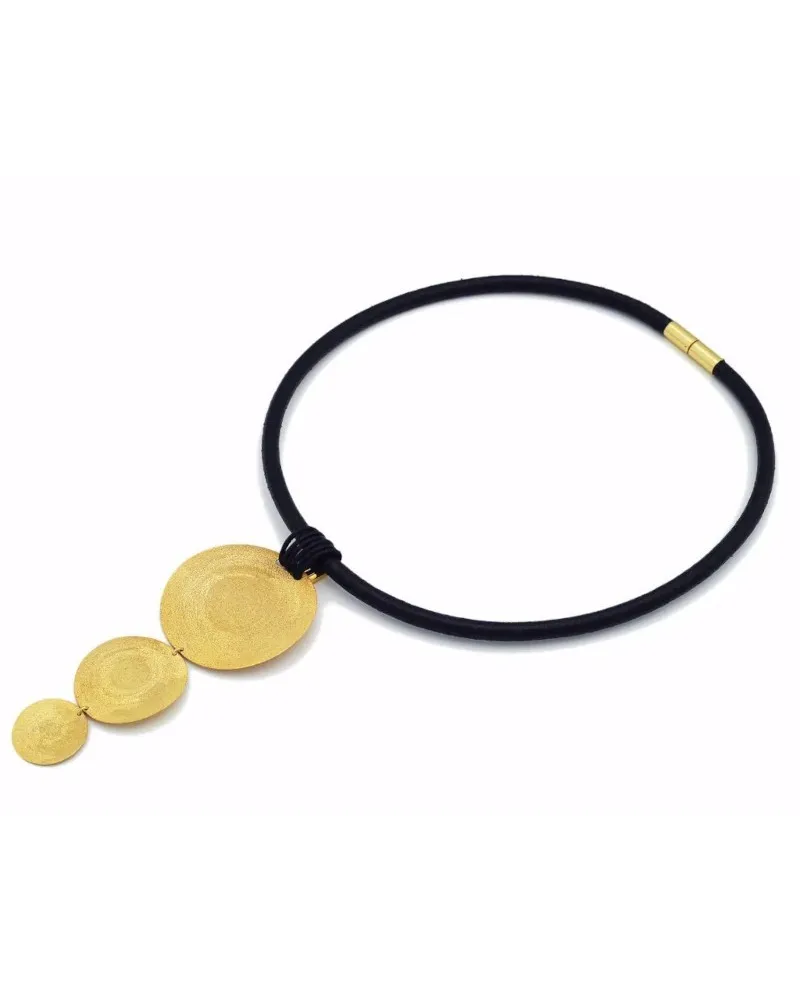 Collana Stefano Patriarchi 3 Soli in Argento Placcato Oro e Cuoio