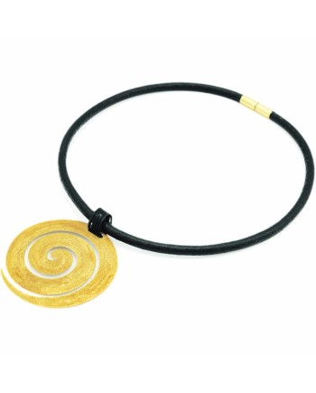 Stefano Patriarchi Spiral Necklace in Gold Plated Silver and Leather