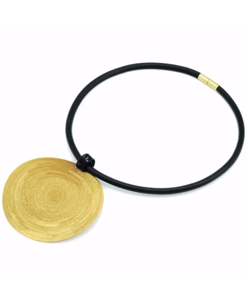 Collana Stefano Patriarchi Sole in Argento Placcato Oro e Cuoio