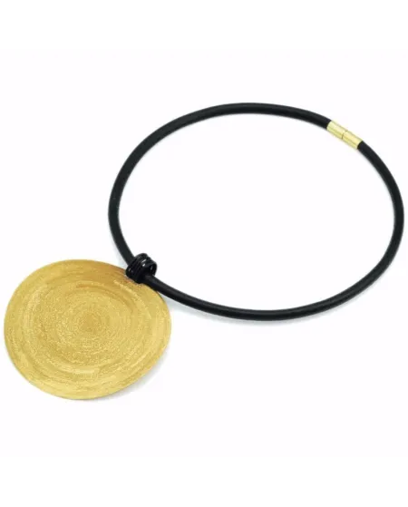 Stefano Patriarchi Sole Necklace in Gold Plated Silver and Leather