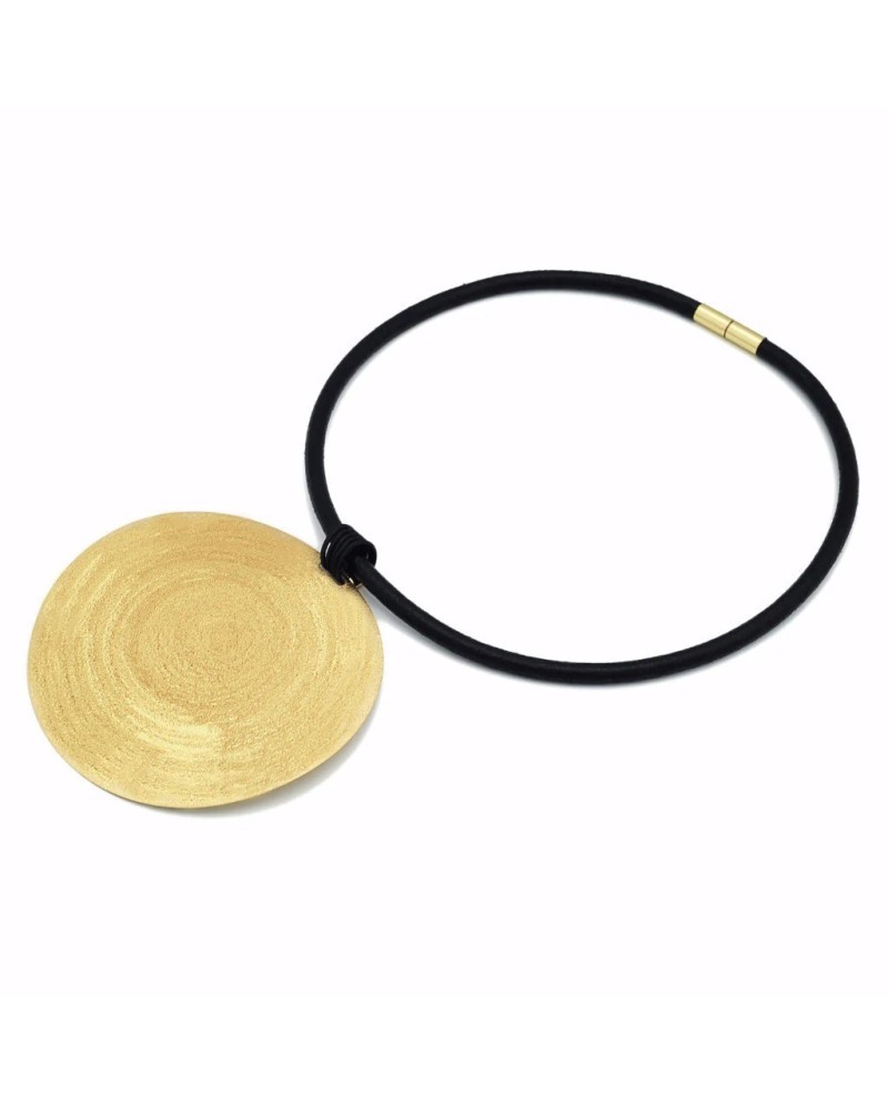 Collier Sole Stefano Patriarchi en Argent Plaqué Or et Cuir