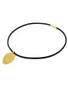 Collier Ovale Stefano Patriarchi en Argent Plaqué Or et Cuir