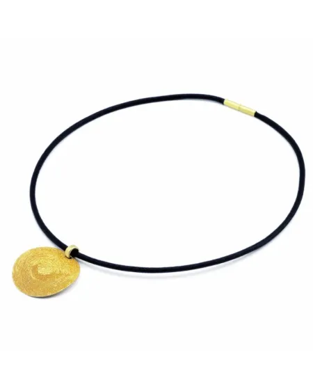 Collier Sole Stefano Patriarchi en Argent Plaqué Or et Cuir