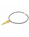 Stefano Patriarchi Collier 3 Ovales en Argent Plaqué Or et Cuir