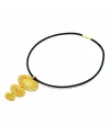 Stefano Patriarchi Collier 3 Ovales en Argent Plaqué Or et Cuir