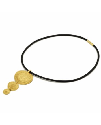 Stefano Patriarchi 3 Suns Necklace in Gold Plated Silver and Leather