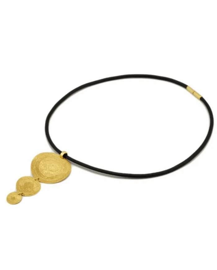 Stefano Patriarchi 3 Suns Necklace in Gold Plated Silver and Leather