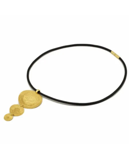 Collana Stefano Patriarchi 3 Soli in Argento Placcato Oro e Cuoio