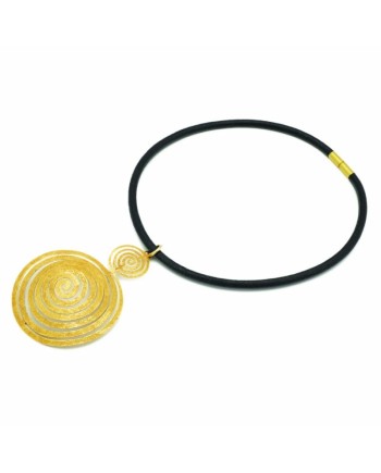 Stefano Patriarchi Double Spiral Necklace in Gold Plated Silver and Leather