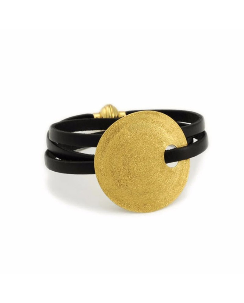 Stefano Patriarchi Sole Bracelet in Gold Plated Silver and Leather