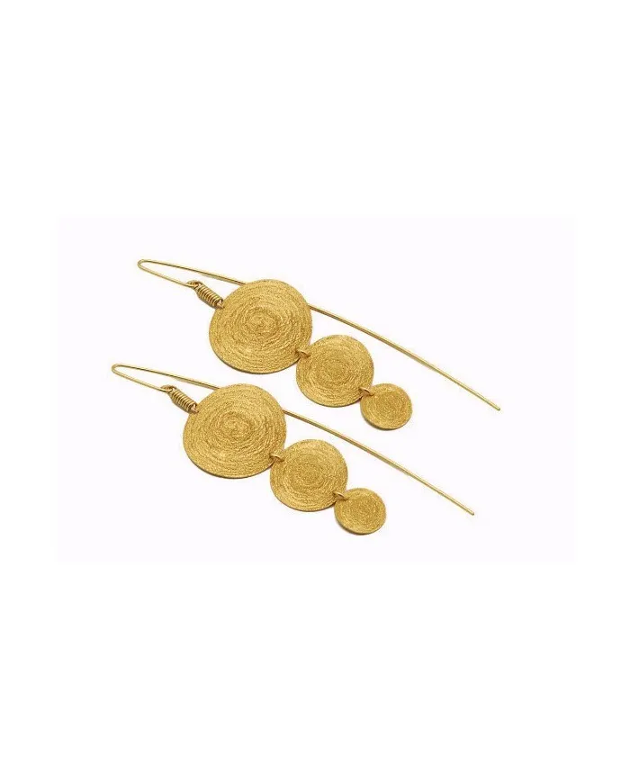 Stefano Patriarchi Boucles d'oreilles 3 Soleils en Argent Plaqué Or