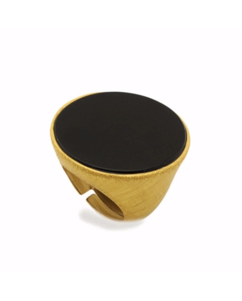 Stefano Patriarchi Ring in Gold Plated Silver with Onyx