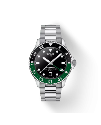Tissot Seastar 1000 GMT 40 mm watch with Black Dial and Steel Strap