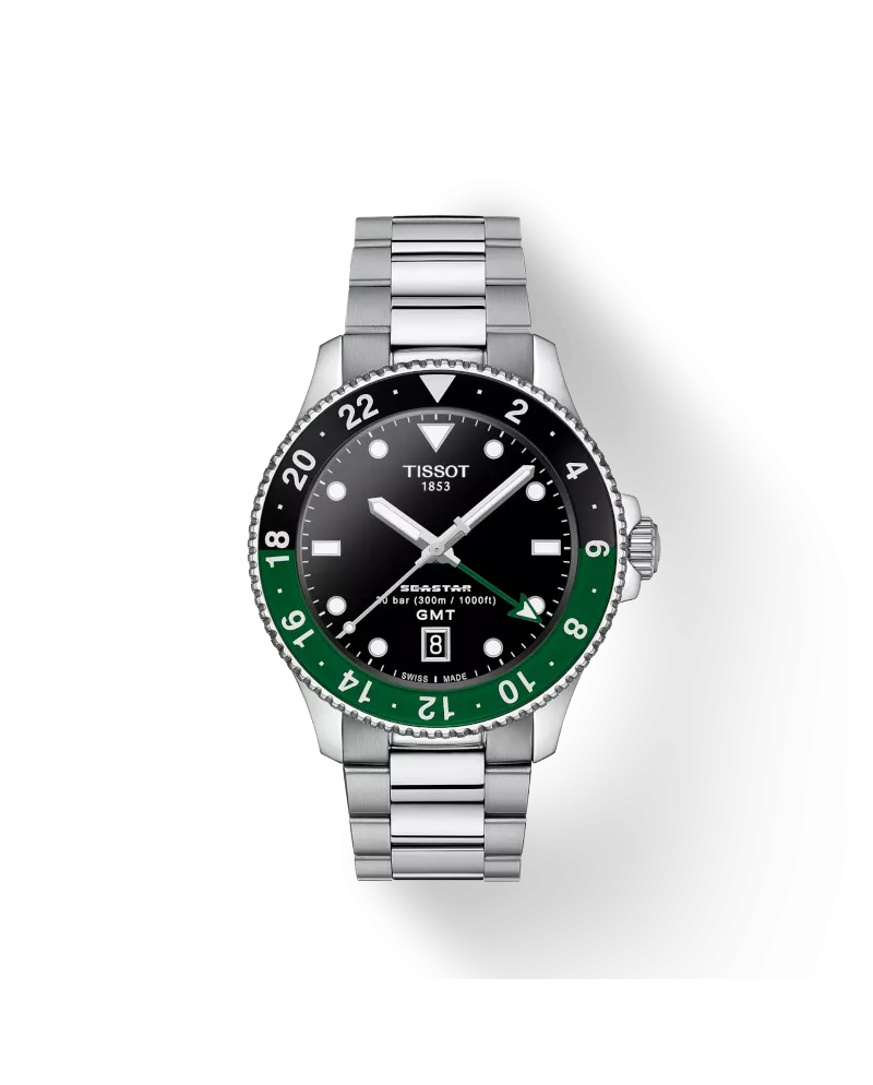 Orologio Tissot Seastar 1000 GMT 40 mm con Quadrante Nero e Cinturino in Acciaio Orologio Tissot Seastar 1000 GMT 40 mm con Quadrante Nero e Cinturino in Acciaio