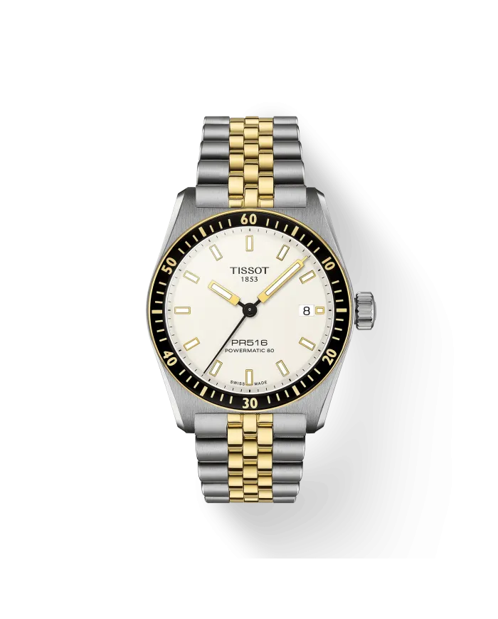 Montre Tissot Chrono PR516 blanche et bracelet en acier