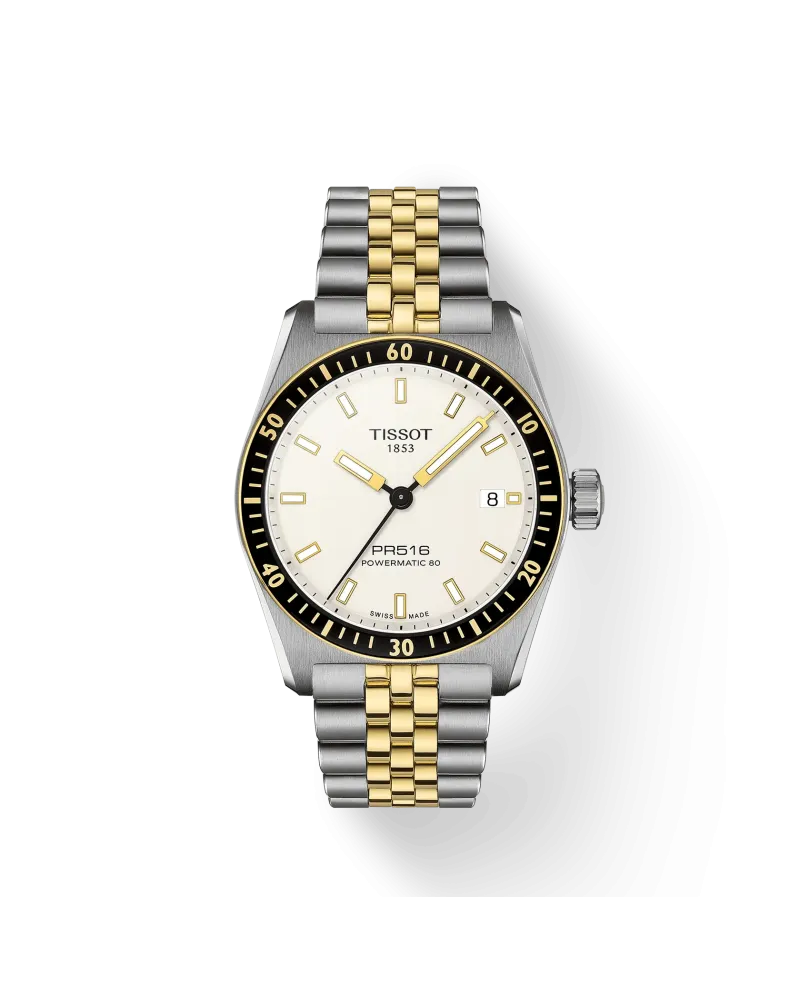 Montre Tissot Chrono PR516 blanche et bracelet en acier