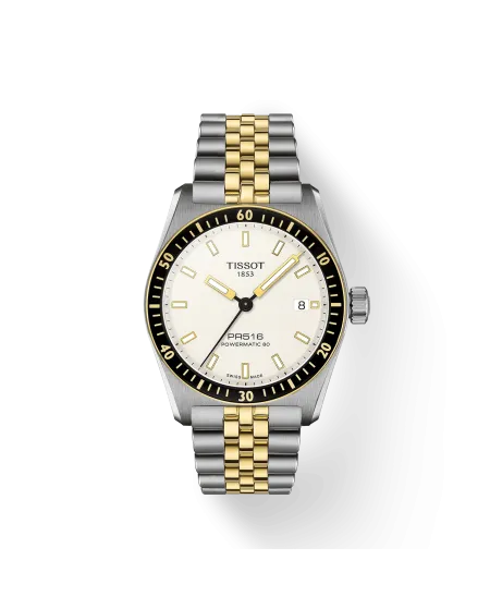 Montre Tissot Chrono PR516 blanche et bracelet en acier