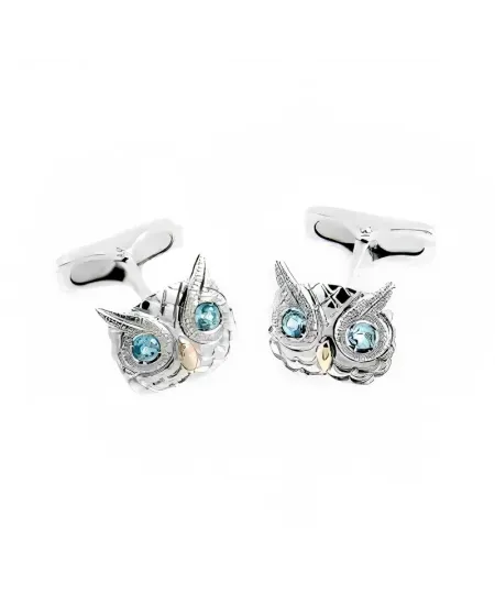Boutons de manchette de'Nobili Civette Medium Bleu en Argent