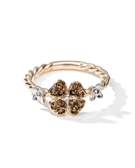 Anello de'Nobili in Oro e Argento Giuggiola con Quarzi Fumé