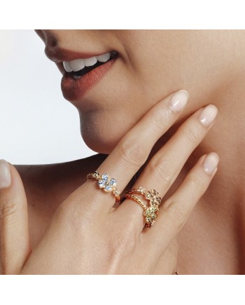 Bague de'Nobili en or et argent Jujube avec quartz fumé