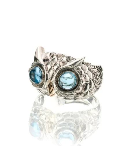 Bague Civetta de'Nobili en argent et topaze bleue