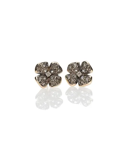 Boucles d'oreilles médiévales de'Nobili en argent et quartz fumé jujube