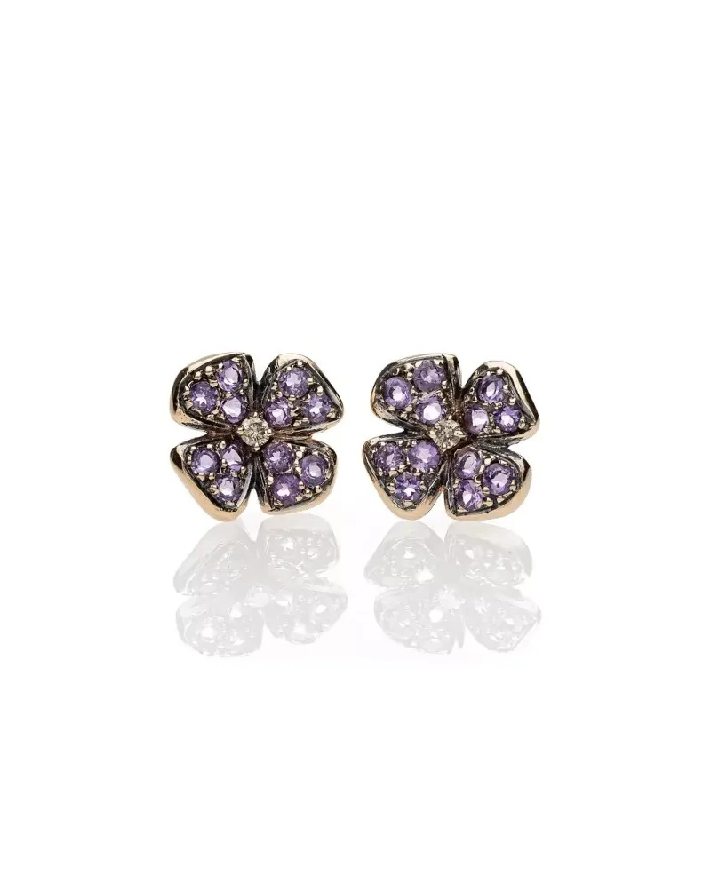 Boucles d'oreilles médiévales en argent et améthyste de'Nobili