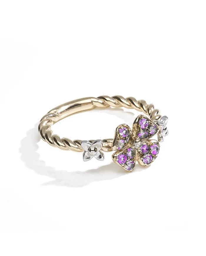 de'Nobili Ring in Gold and Silver Jujube with Amethysts