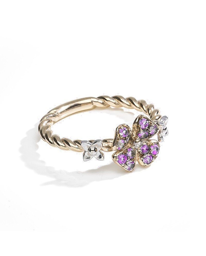 de'Nobili Ring in Gold and Silver Jujube with Amethysts