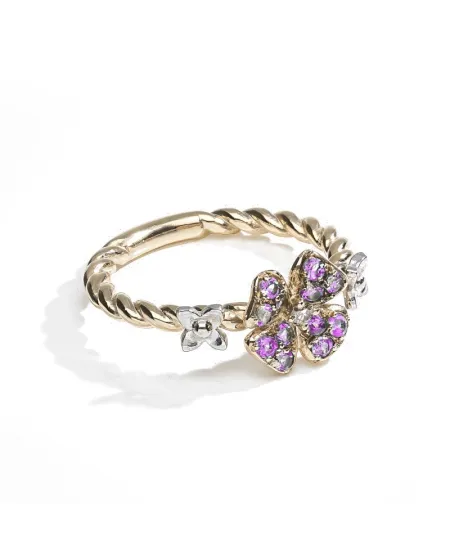 Bague de'Nobili en Or et Argent Jujube avec Améthystes
