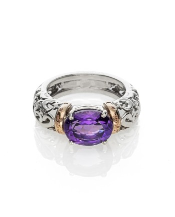 de'Nobili Stardust Ring in Silver and Gold with Oval Purple Quartz