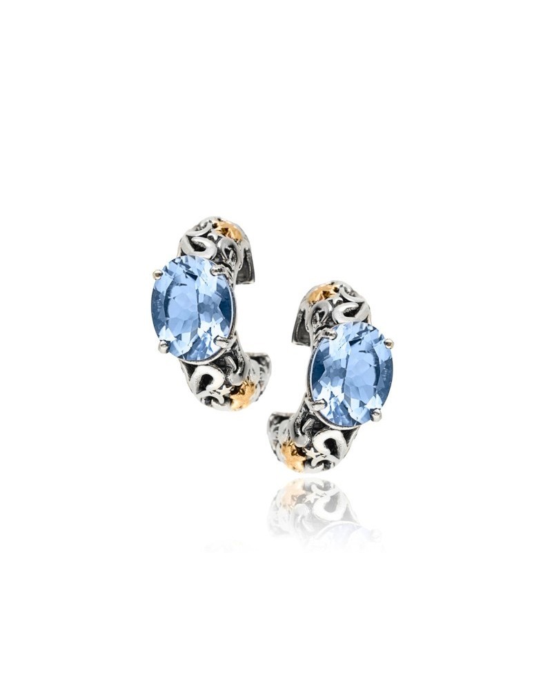 de'Nobili Stardust Earrings in Silver and Gold with Blue Oval Quartz