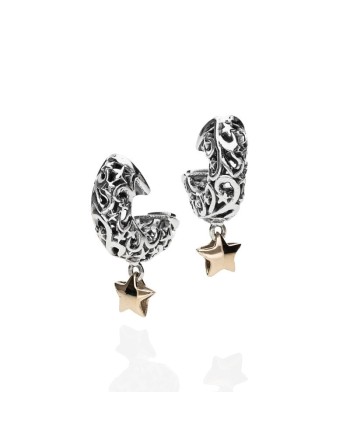 Boucles d'oreilles Stardust de'Nobili en argent avec créoles ovales en forme d'étoile