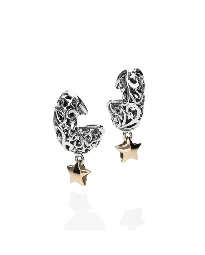 de'Nobili Stardust Earrings in Silver Oval Star Hoop