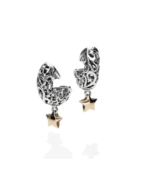 de'Nobili Stardust Earrings in Silver Oval Star Hoop