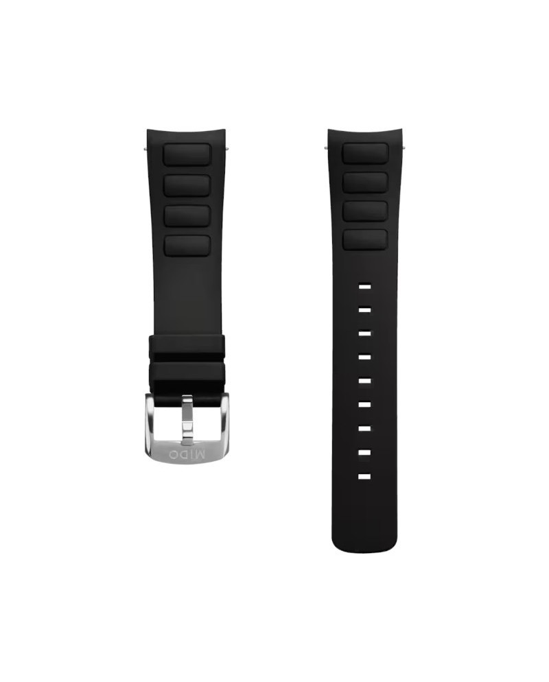 Mido Black Rubber Strap for Multifort TV Big Date - 22mm