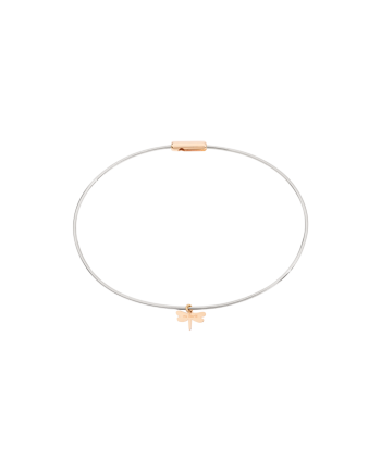 Bracciale rigido in acciaio e oro rosa 18 carati Queriot Ma Liberte