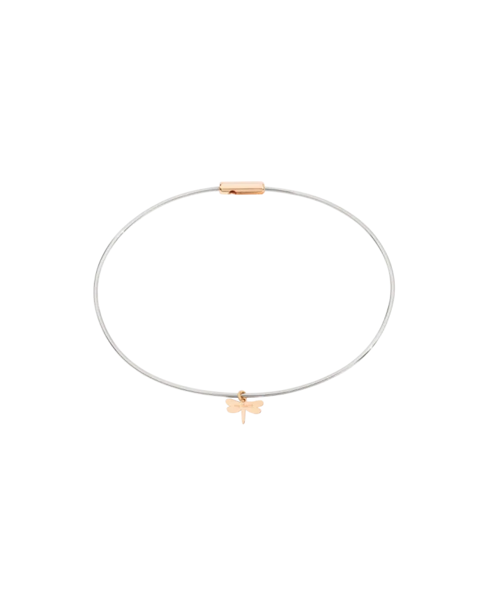 Bracciale rigido in acciaio e oro rosa 18 carati Queriot Ma Liberte