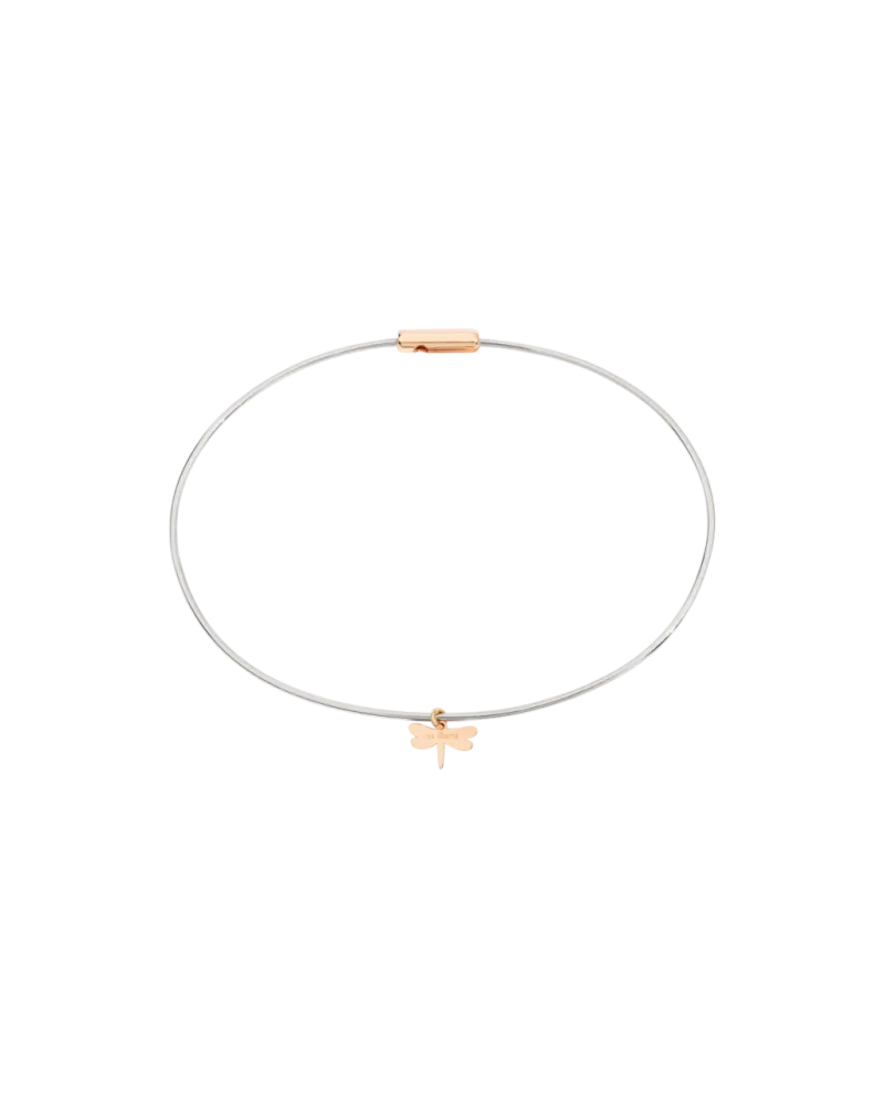 Rigid bracelet in steel and 18K rose gold Queriot Ma Liberte