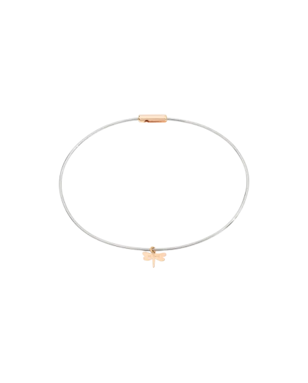 Rigid bracelet in steel and 18K rose gold Queriot Ma Liberte