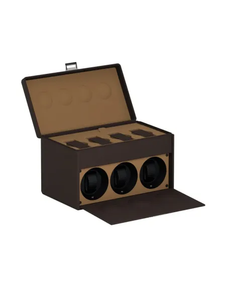 Chargeur de montre Time Box 7 en cuir chocolat/marron